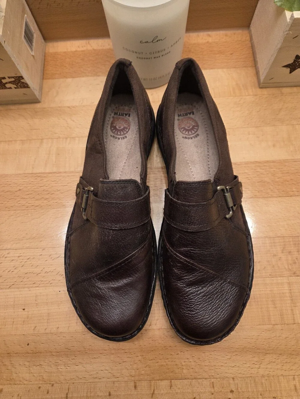 Earth Spirit Gelron Brown Leather Comfort Slip-On Loafer Womens Size 11